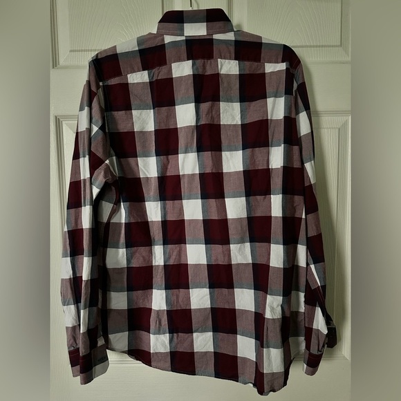 Express Men’s Red/White Slim Fit Plaid Button Down Shirt Size L - Picture 3 of 5